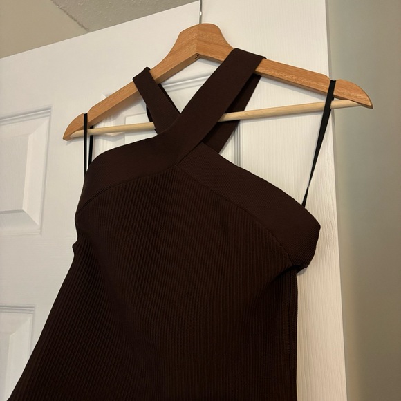 Chocolate Brown Babaton Sculpt Knit Dress - M - Picture 3 of 3